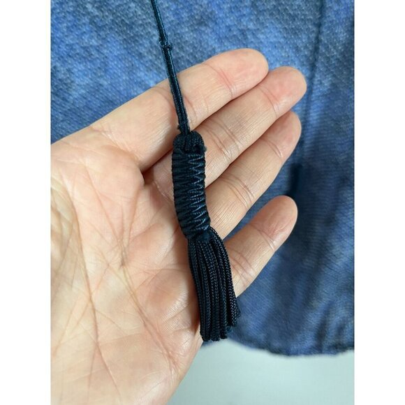 Lane Bryant Top Women 18 Blue Neutral Animal Print Tassel Coastal Preppy Classic - Picture 5 of 13